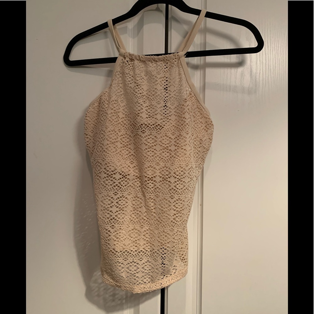 Crochet halter tankini with matching bottoms